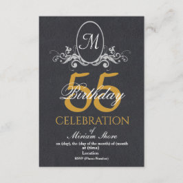 Elegante 55e verjaardagsfeest met textuur Uitnodig Kaart