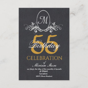 Elegante 55e verjaardagsfeest met textuur Uitnodig Kaart