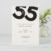Elegante 55e verjaardagsuitnodiging - Minimale sti Kaart (Staand voorkant)