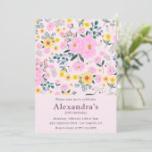 Elegante 56e verjaardag uitnodigingen Pink Floral  (Staand voorkant)