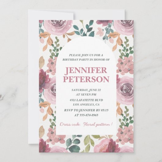 Elegante 58e verjaardag uitnodigingen Floral Boho (Voorkant)