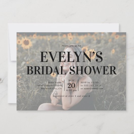 Elegante 5 foto bruids douche uitnodiging (Voorkant)