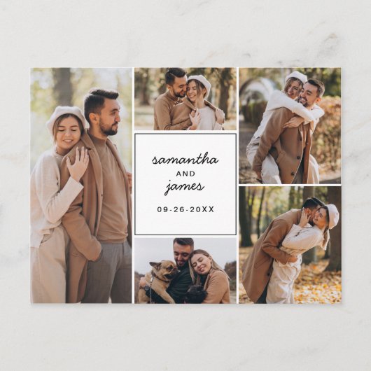 Elegante 5-foto bruiloft uitnodiging (Voorkant)