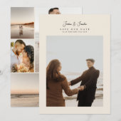 Elegante 5 foto-collage script calligrafie bruilof save the date (Voorkant / Achterkant)