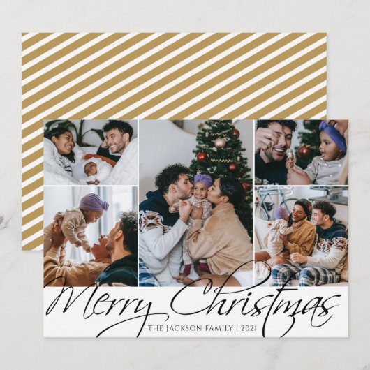 Elegante 5 foto Kerstmis wenskaart Kaart (Voorkant / Achterkant)