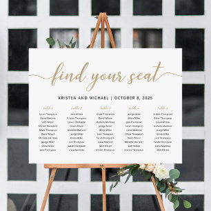 Elegante 5 tafels Vind uw zitplaatskaart Poster