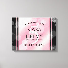 Elegante 5e Roze Kwarts Huwelijksjubileum Canvas Afdruk