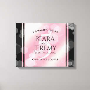 Elegante 5e Roze Kwarts Huwelijksjubileum Canvas Afdruk