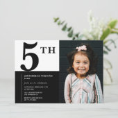 Elegante 5e verjaardag uitnodiging Meisje Chic Fot (Staand voorkant)