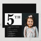 Elegante 5e verjaardag uitnodiging Meisje Chic Fot (Voorkant / Achterkant)