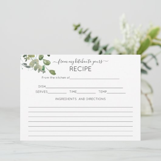 Elegante 5x7 Eucalyptus Recept Kaart (Staand voorkant)