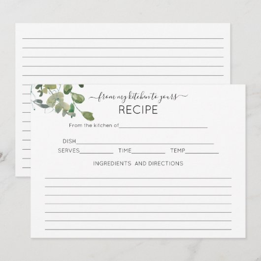 Elegante 5x7 Eucalyptus Recept Kaart (Voorkant / Achterkant)