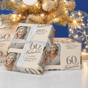 Elegante 60 en Fabulous 60ste verjaardagsfoto Cadeaupapier