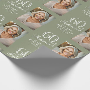 Elegante 60 en Fabulous 60ste verjaardagsfoto Cadeaupapier