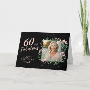Elegante 60 en Fabulous Flower 60ste verjaardagsfo Kaart