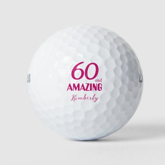 Elegante 60 en verbazingwekkende roze verjaardag g golfballen (Voorkant)