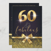 Elegante 60 & Fabulous Gold Glitter 60e verjaardag Kaart (Voorkant / Achterkant)