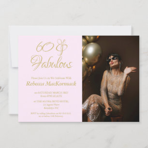 Elegante 60 & Fabulous Uitnodiging Roze Goud Foto