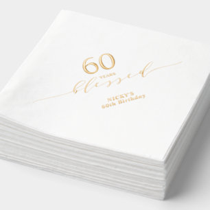 Elegante 60 jaar Gezegende Volwassene Verjaardagsf Folie Servetten