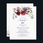 Elegante 60 verjaardagsfeestje uitnodiging<br><div class="desc">Floral 60th Birthday Burgundy Blush Birthday Party nodigt u uit voor de meeste verjaardagen eenvoudig aan te passen door op de knop 'Personalize' te klikken. Met elegante bogundy, stoffig blauw, eucalyptusgroen en wazige roze bloemen met script en moderne typografie. TIP: Ontdek ons collectie van partijbenodigdheden in de winkel met dit...</div>