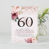 Elegante 60e bloemenverjaardag uitnodiging (Staand voorkant)