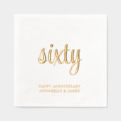 Elegante 60e bruiloft Jubileum Gold Foil servetten (Voorkant)