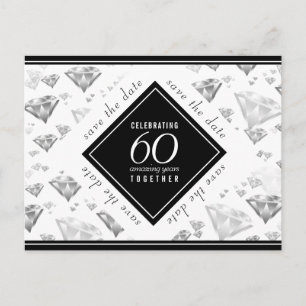 Elegante 60e diamanten huwelijksjubileum aankondigingskaart