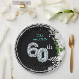 Elegante 60e diamanten huwelijksjubileum papieren bordje