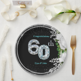 Elegante 60e diamanten huwelijksjubileum papieren bordje