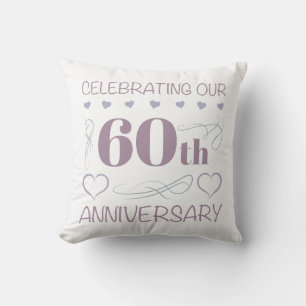 Elegante 60e trouwjubileum paars kussen
