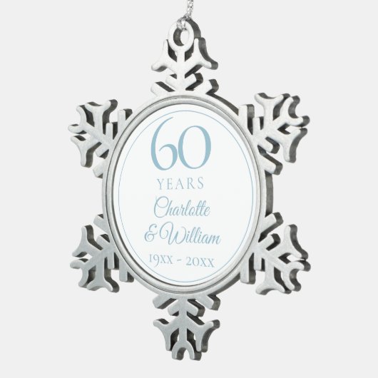 Elegante 60e trouwjubileum tin sneeuwvlok ornament (Rechts)