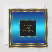 Elegante 60e verjaardag blauw oceaan goud uitnodig kaart (Achterkant)