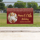 Elegante 60e verjaardag Bourgondië Gouden Glitter Spandoek (Insitu)