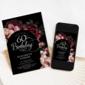 Elegante 60e verjaardag Bourgondische roze pioenen Kaart