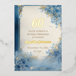 Elegante 60e verjaardag folie uitnodiging