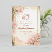 Elegante 60e Verjaardag Folie Uitnodiging (Staand Voorkant)