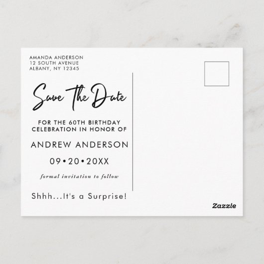 Elegante 60e verjaardag goud en zwart Save The Dat Briefkaart (Achterkant)