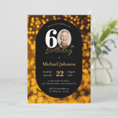 Elegante 60e verjaardag Goud Zwart Custom Foto Kaart (Staand voorkant)