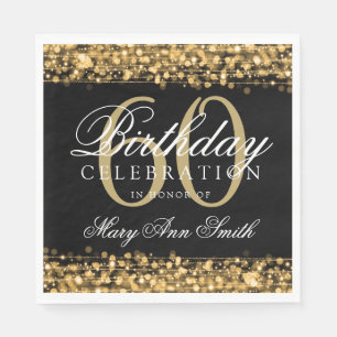Elegante 60e verjaardag Gouden Bokeh Sparkle Light Servet