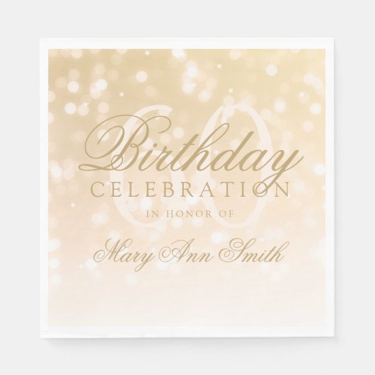 Elegante 60e verjaardag Gouden Bokeh Sparkle Light Servetten (Voorkant)