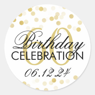 Elegante 60e verjaardag Gouden folie Glitter Light Ronde Sticker