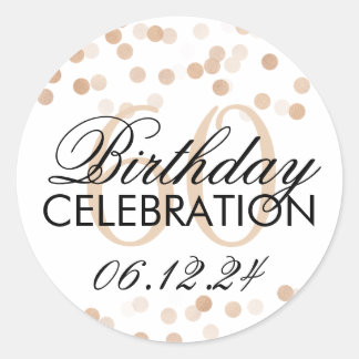 Elegante 60e Verjaardag Koper Folie Glitter Lights Ronde Sticker