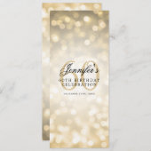 Elegante 60e verjaardag menu Gold Bokeh Kaart (Voorkant / Achterkant)