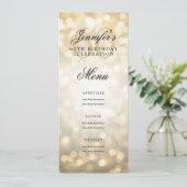 Elegante 60e verjaardag menu Gold Bokeh Lights Kaart (Staand voorkant)
