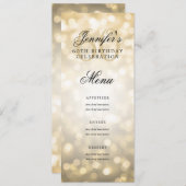 Elegante 60e verjaardag menu Gold Bokeh Lights Kaart (Voorkant / Achterkant)