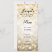 Elegante 60e verjaardag menu Gold Bokeh Lights Kaart (Voorkant)