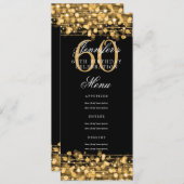 Elegante 60e verjaardag menu Gold Lights Kaart (Voorkant / Achterkant)