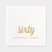 Elegante 60e verjaardag moderne gouden folie serve folie servetten (Voorkant)