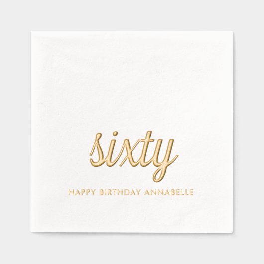 Elegante 60e verjaardag moderne gouden folie serve folie servetten (Voorkant)