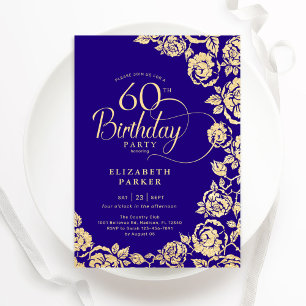 Elegante 60e verjaardag Paarse gouden Rozen Kaart
